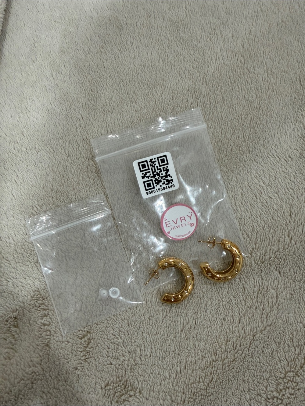 Evry Jewels Gold Textured Crescent Hoop Earrings